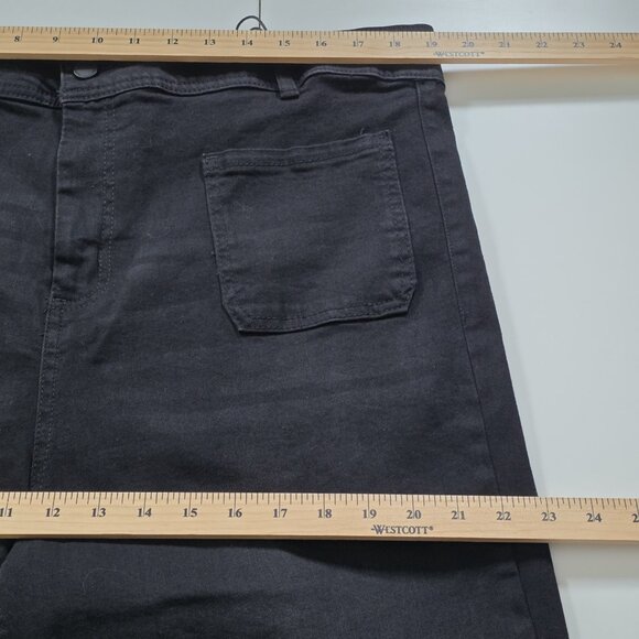 Oat New York Jean Women 18W Black Wide Leg High Rise Raw Hem Stretch GrungeGoth - Picture 5 of 16